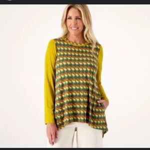 Logo by Lori Goldstein Tunic Top Long-sleeve Size 1X Green Colourway
